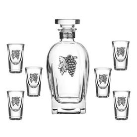 Кристален сервиз за уиски  със сребърна декорация лоза / F30765 