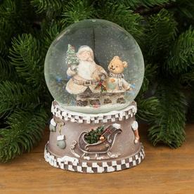 Коледна снежна топка с дядо Коледа и мече / JH150