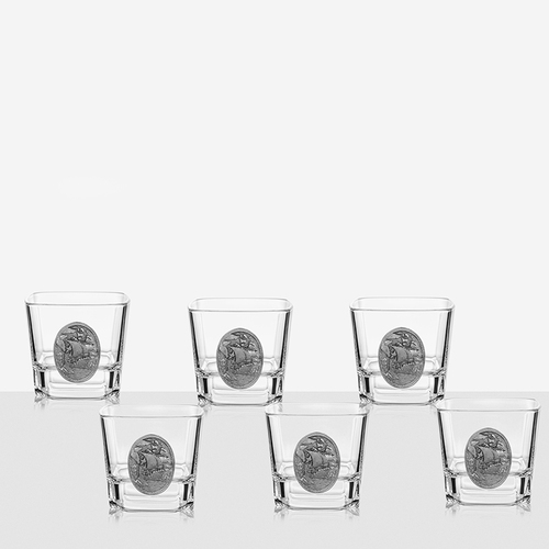 Кристални чаши за уиски със сребърна декорация Кораб / DG022 