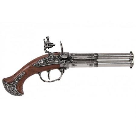 Revolving 2 barrel flintlock pistol / 1308