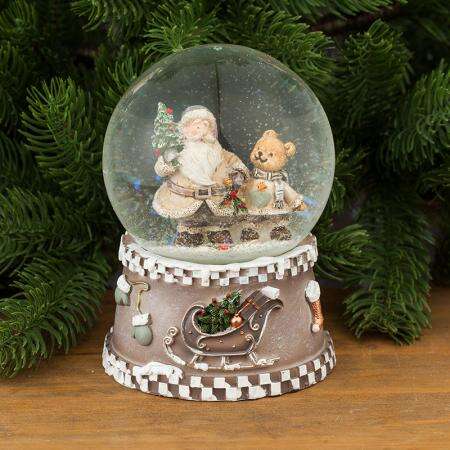 Коледна снежна топка с дядо Коледа и мече - For Christmas - Image 4
