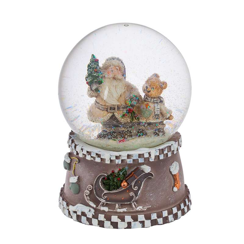 Коледна снежна топка с дядо Коледа и мече - For Christmas