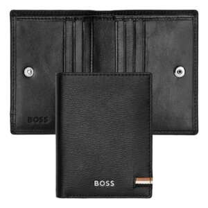Вертикален кожен визитник Hugo Boss Iconic Black