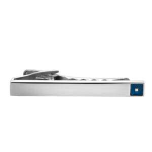 Игла за вратовръзка SILVER FLAME - сребрист цвят и тъмносин камък