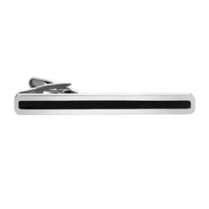 Игла за вратовръзка SILVER FLAME – сребриста с черен акцент