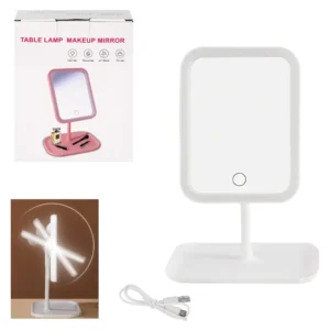Огледало с LED осветление и USB в бял цвят Огледало с LED осветление и USB в бял цвят