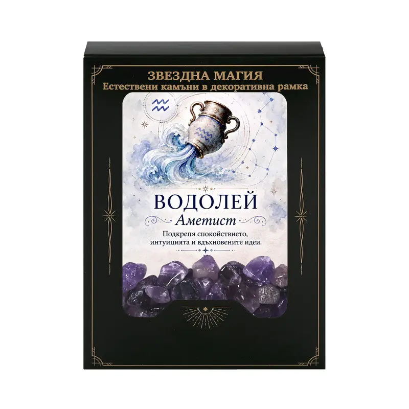 Подарък за зодия Водолей – талисман с естествен камък Аметист - Image 2