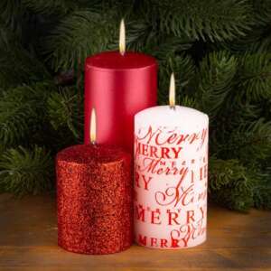 Коледен комплект от 3 червени свещи – For Christmas