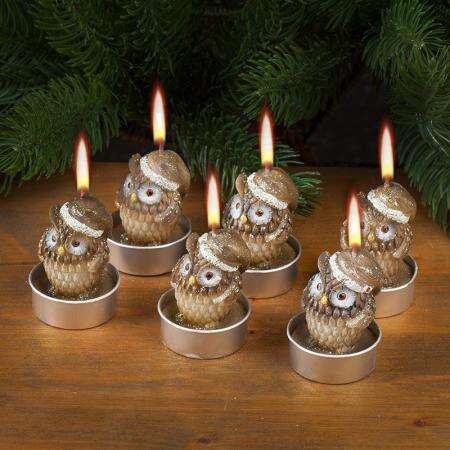 Коледни свещи бухалчета с шапки, комплект 6 броя – For Christmas - Image 3