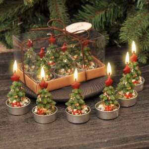Коледни свещи елхички, комплект 6 броя – For Christmas