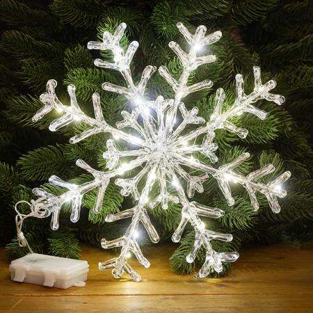 Светеща коледна снежинка с 32 LED диода, 32 × 28,5 см - Image 2