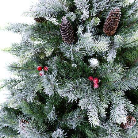 Снежна коледна елха с шишарки и червени плодчета 150 см – For Christmas - Image 2