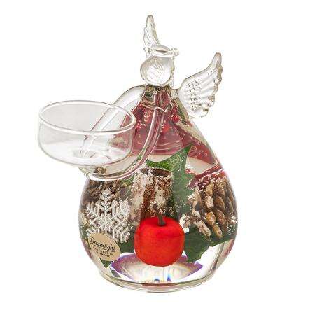 Стъклен коледен свещник ангел с чаена свещ, 12 × 8 см – For Christmas - Image 3