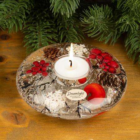 Стъклен коледен свещник с вътрешна декорация, 4 × 10 см – For Christmas - Image 2