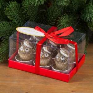 Коледни свещи бухалчета с шапки, комплект 6 броя – For Christmas