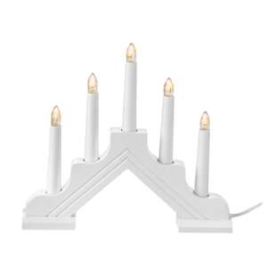 Бял дървен коледен свещник с 5 LED свещи, 30 × 30 см Бял дървен коледен свещник с 5 LED свещи, 30 × 30 см