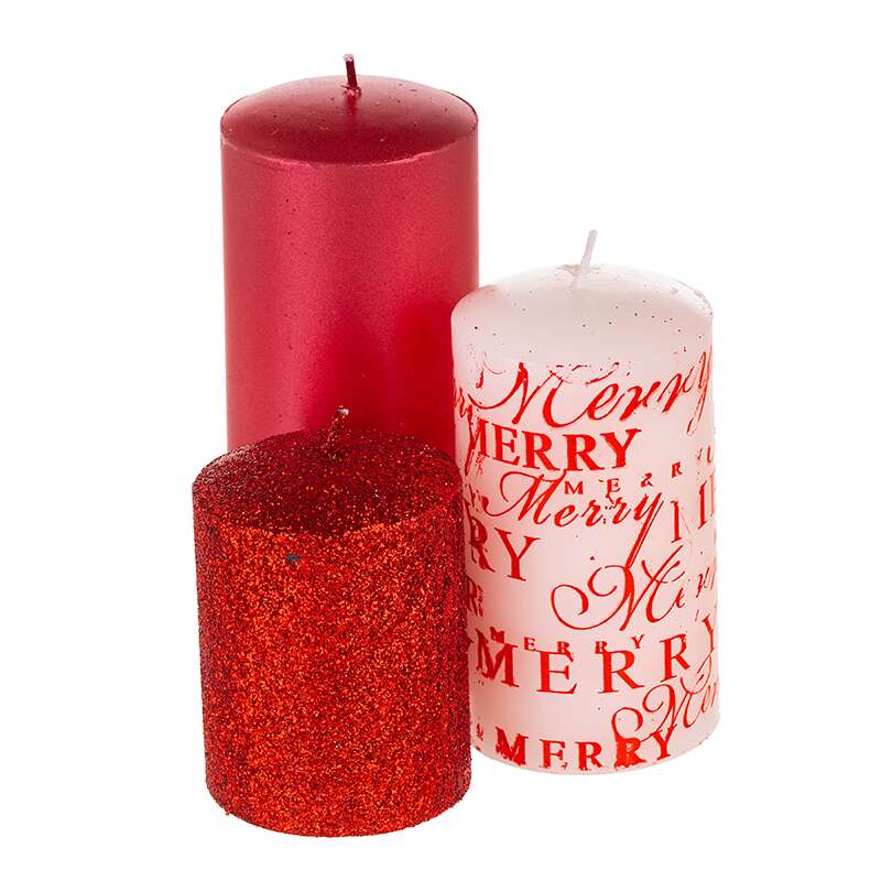 Коледен комплект от 3 червени свещи – For Christmas