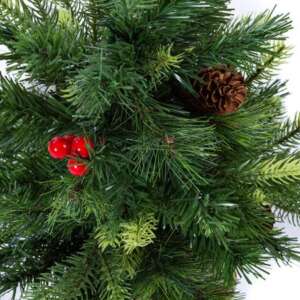 Коледна елха в саксия с шишарки и червени плодчета 60 см – For Christmas