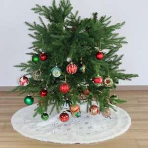 Коледна покривка за елха със сребърни снежинки, Ø 100 см – For Christmas