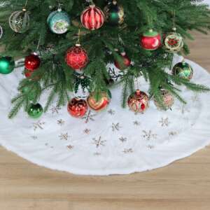Коледна покривка за елха със златни снежинки, Ø 100 см – For Christmas