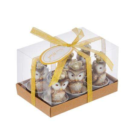 Коледни свещи бухалчета с коронки, комплект 6 броя – For Christmas - Image 4