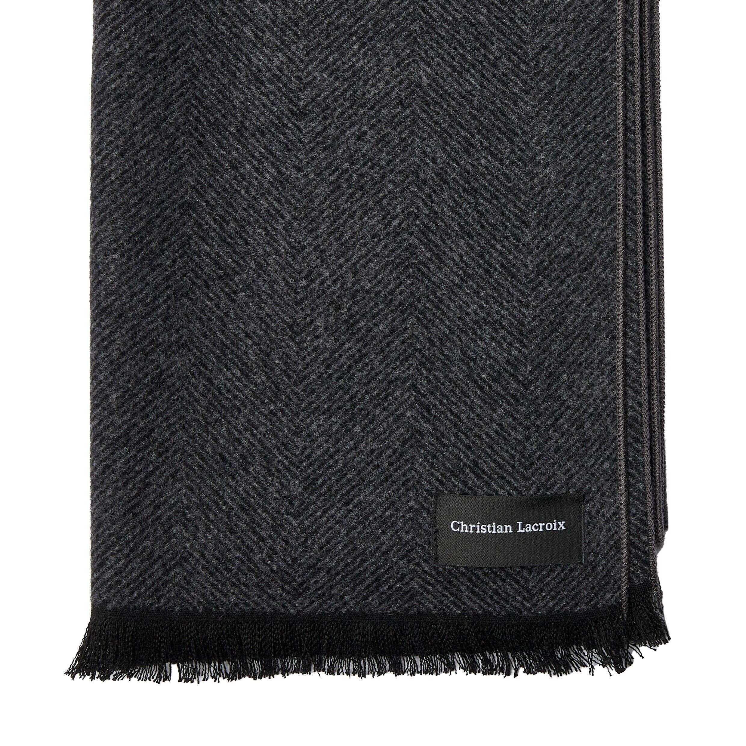 Мъжки шал Christian Lacroix Caprio – черно-сив - Image 2