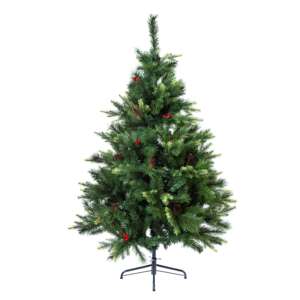 Пухкава коледна елха с шишарки и плодчета 150 см – For Christmas
