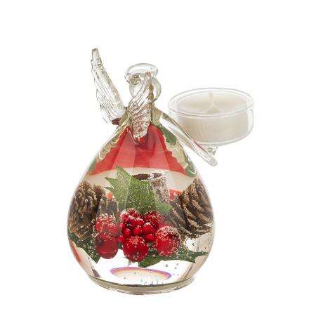 Стъклен коледен свещник ангел с чаена свещ, 12 × 8 см – For Christmas - Image 4