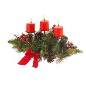 Троен коледен свещник с борови клонки - For Christmas